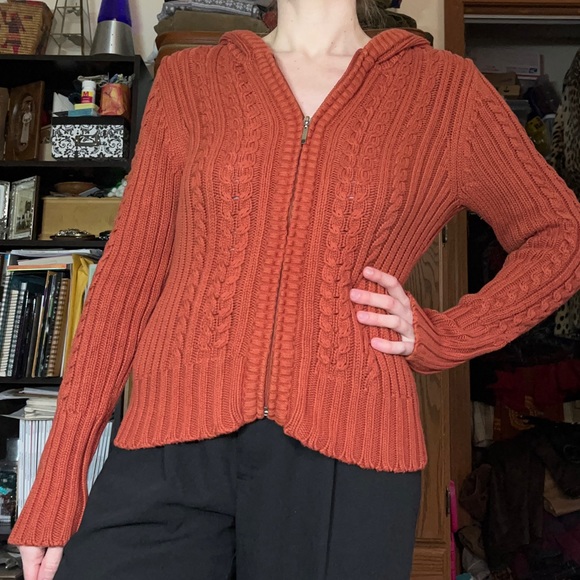 Burnt Orange Cable Knit Sweater - Picture 10 of 10